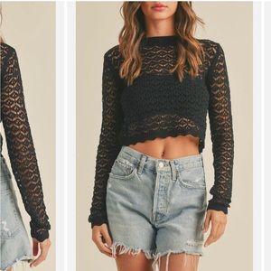 Black crochet crop top